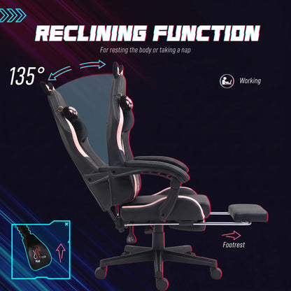 Racing Gamer Chair, Faux Leather, with Footrest, Headrest, Lumbar Support, Black Video Game Chairs at Gallery Canada