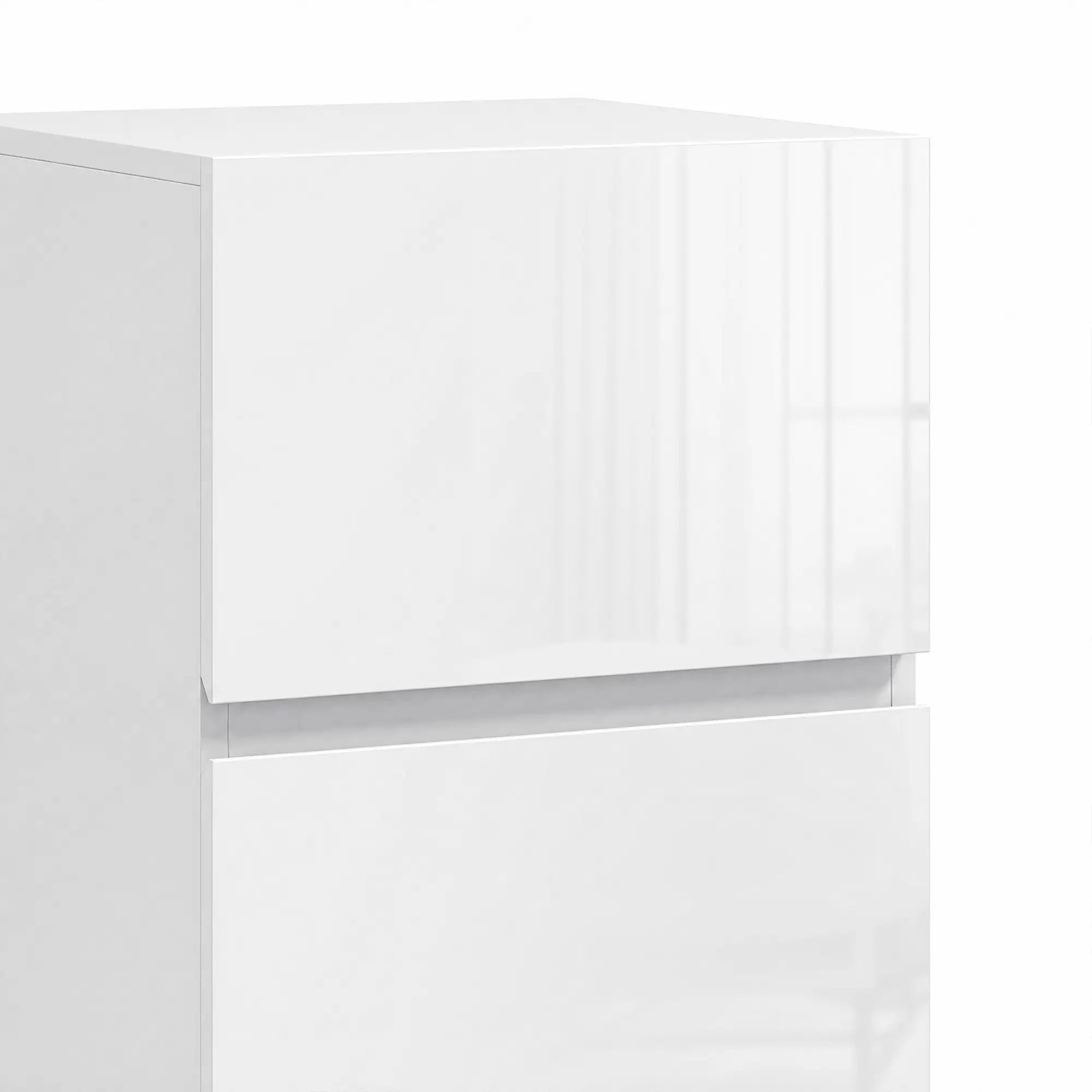 Modern Nightstand Set of 2, Narrow Bedside Table with 2 Drawers, White Bedside Tables at Gallery Canada