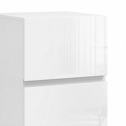 Modern Nightstand Set of 2, Narrow Bedside Table with 2 Drawers, White Bedside Tables at Gallery Canada