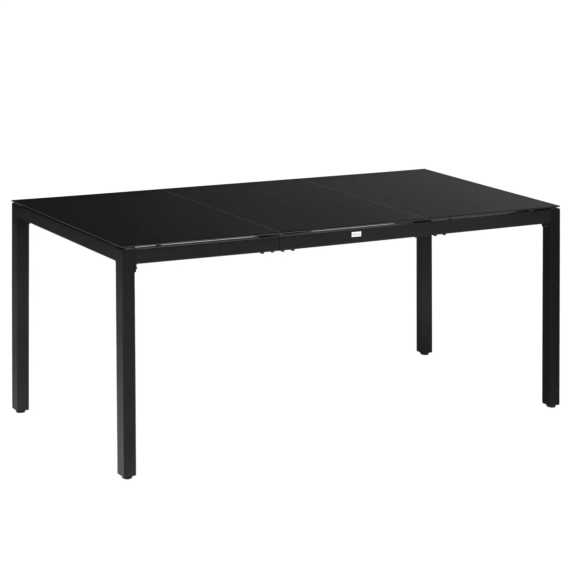 Rectangular Outdoor Dining Table For 8, Tempered Glass Top, Aluminum Frame, 70.9