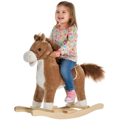 Plush Rocking Horse, Wooden Rockers with Sounds, 36-72 Months, Brown