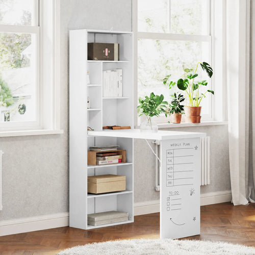 Fold Out Convertible Office Desk, Wall Mount Computer Desk, White