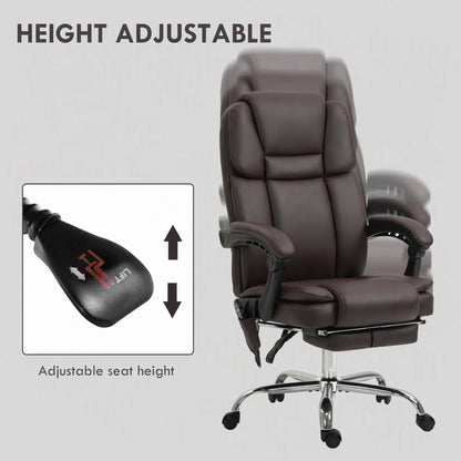 Massage Office Chair, Reclining Executive Chair, 6-Point Vibration, Footrest, Dark Brown Massage Chairs at Gallery Canada