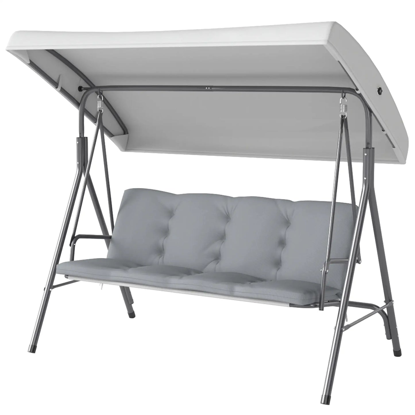 3-Seat Patio Swing Chair, Outdoor Porch Glider, Adjustable Canopy, Light Grey Patio Swings with Stand Light Grey at Gallery Canada