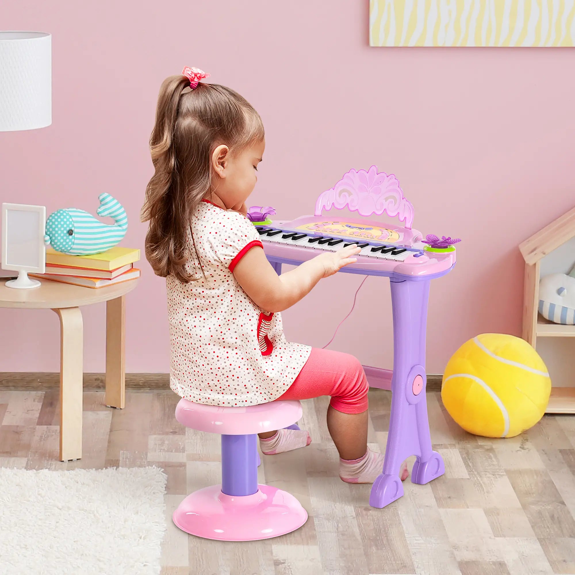 Kids Piano, 32 Keys, Electronic Keyboard with Microphone, Pink Electronic Musical Pianos at Gallery Canada