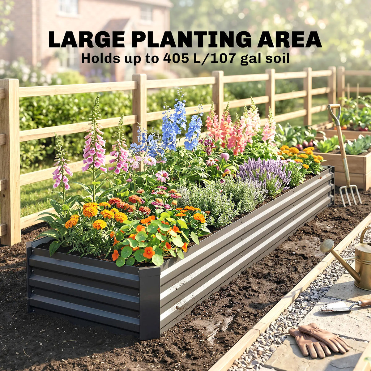 8'x2'x1' Galvanized Raised Bed, Elevated Planter Box, Dark Grey Raised Garden Beds at Gallery Canada