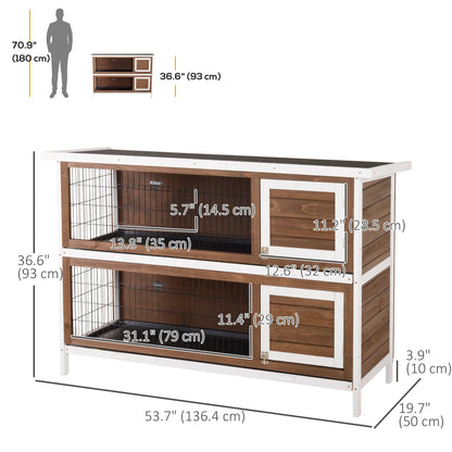 2 Tier Wooden Rabbit Hutch, Bunny Pet House, Brown Rabbit Hutch at Gallery Canada