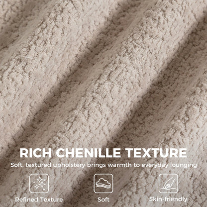 3 Seater Chenille Cloud Sofa, Wide Deep Seat, Beige, Beige 3-Seater Sofas at Gallery Canada