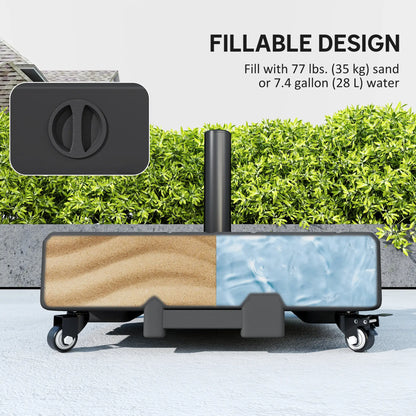 Outdoor Umbrella Base With Wheels, Fillable Stand For 1.5"/1.9" Poles, Black Umbrella Bases at Gallery Canada