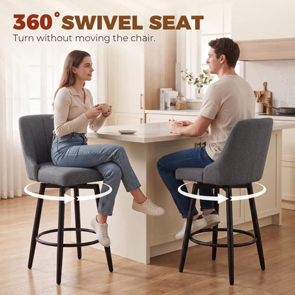 Swivel Bar Stools Set of 2, Counter Height, Dark Grey Bar Stools at Gallery Canada