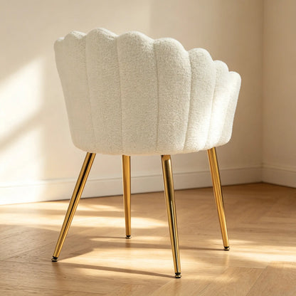 Accent Chair Petal-Back Design Modern Living Room Chair with Metal Legs Cream Accent Chairs at Gallery Canada