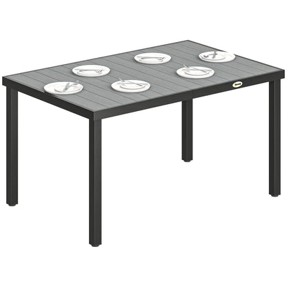 Rectangular Patio Table For 6, Wood-Plastic Composite Top, Steel Frame, Grey Patio Dining Tables at Gallery Canada