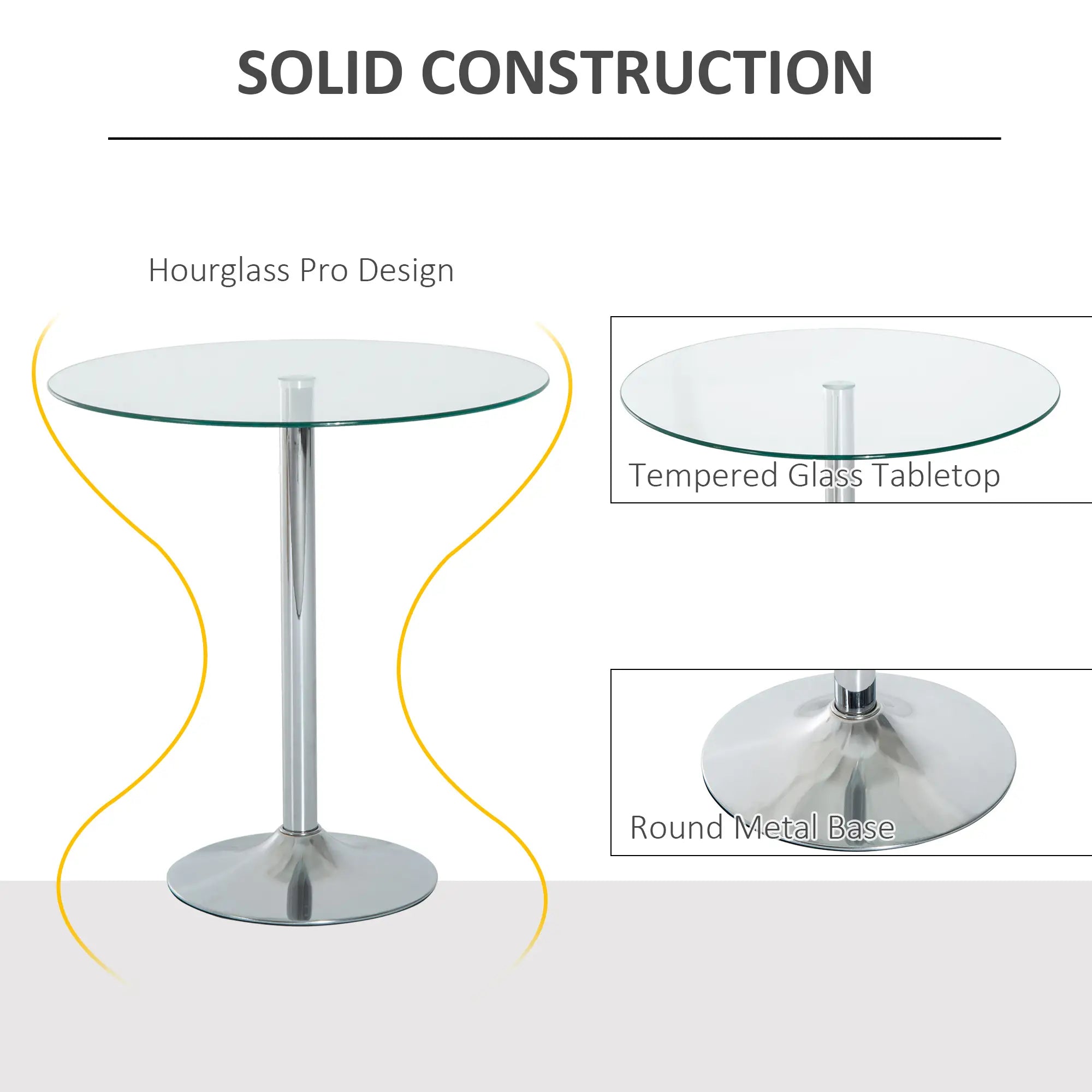 Round Dining Table, Tempered Glass Top, Galvanized Metal Base, Small, Silver Bar Tables & Dining Tables at Gallery Canada