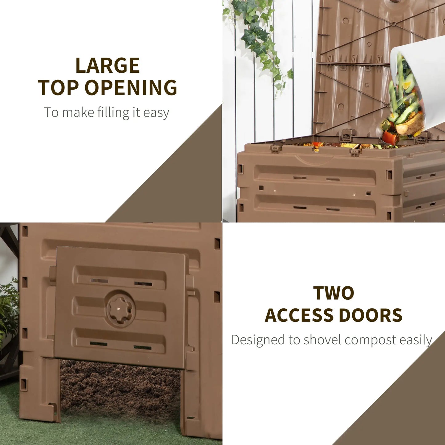 Garden Compost Bin, 120 Gallon (450L), 80 Vents, 2 Sliding Doors, Black Outdoor Compost Bin at Gallery Canada