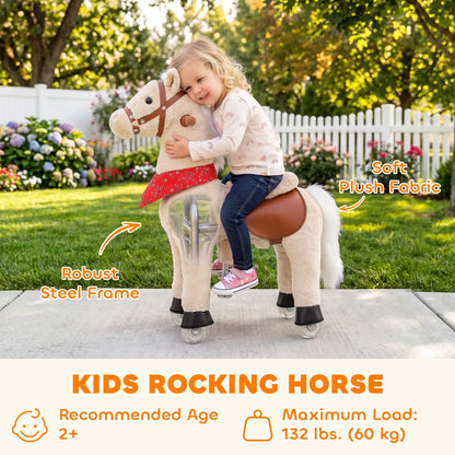 Kids Ride On Horse Toy, Plush Pony, Light Brown Rocking Horses at Gallery Canada