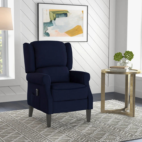 Vibration Massage Recliner Chair With Extendable Footrest, Blue