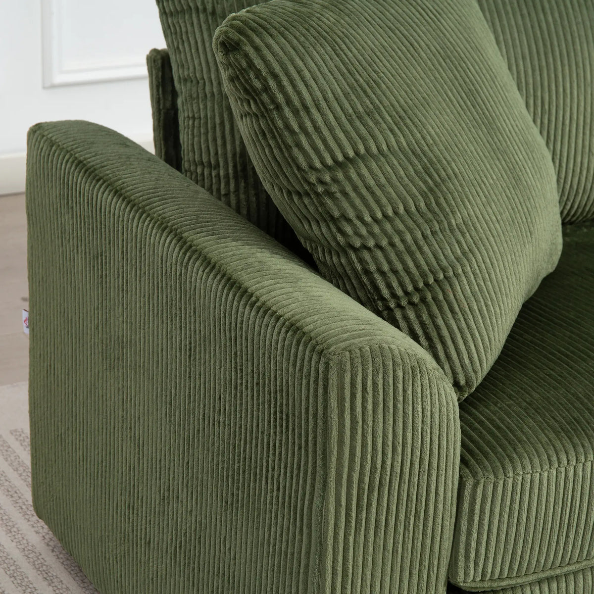 3 Seater Sofa, 83.5" Upholstered Couch, Pocket Spring, 2 Cushions, Green 3-Seater Sofas at Gallery Canada