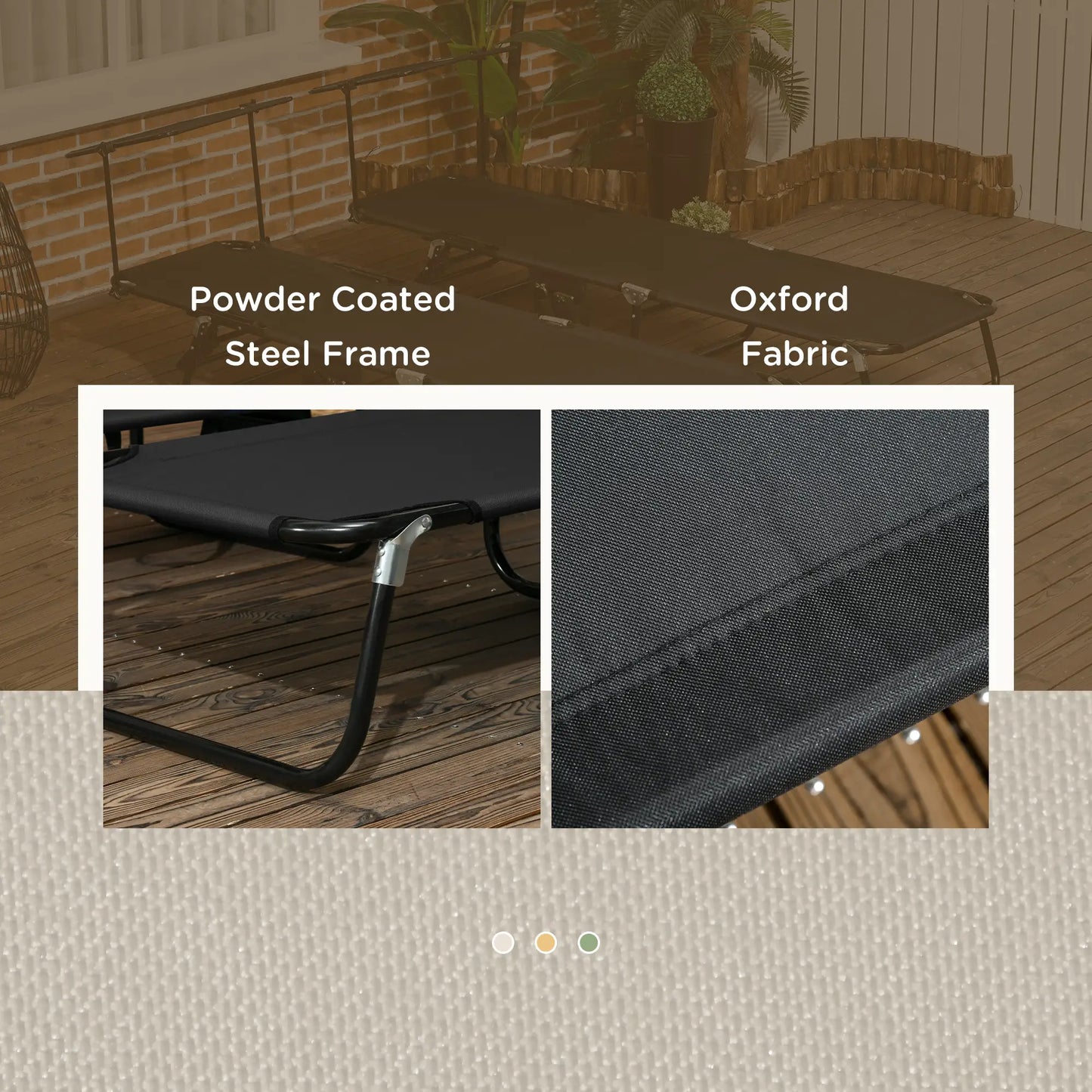 2 Piece Folding Chaise Lounges, Reclining Back, Sunshade, Black Lounger Chairs at Gallery Canada