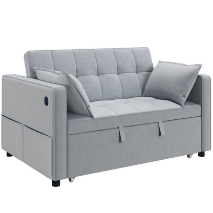 3-In-1 Convertible Sofa Bed, Pull Out Sleeper, Adjustable Backrest, Light Grey 2-Seater Sofas at Gallery Canada