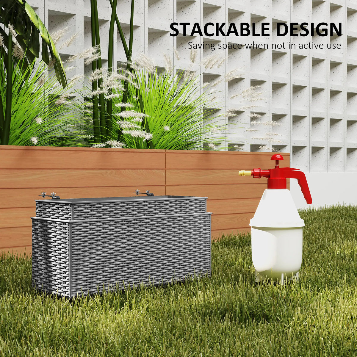 2 Pack 20 Inch Hanging Flower Pots, Railing Planter Box, Grey Planter Set at Gallery Canada