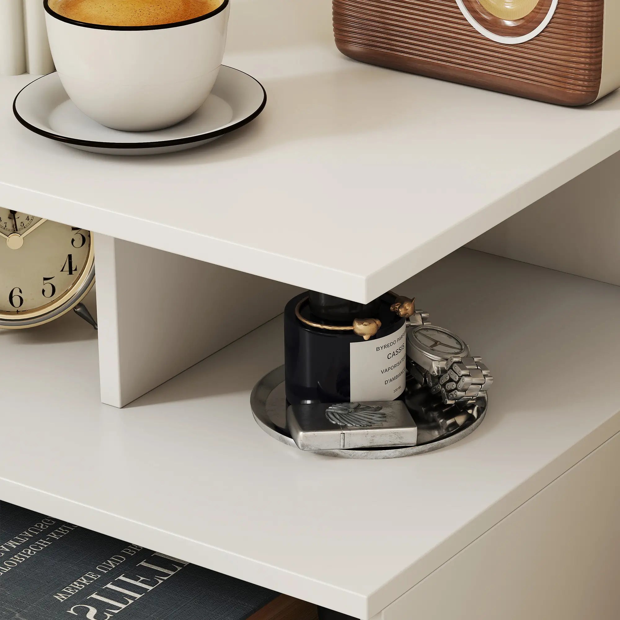 Floating Nightstand Set of 2, Wall Mounted Bedside Table with with Power Outlets, Drawer and Shelf, White Bedside Tables at Gallery Canada