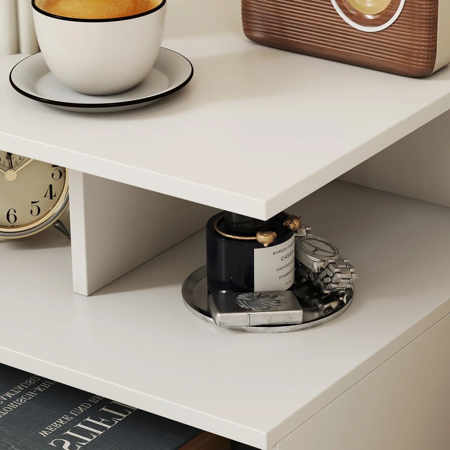 Floating Nightstand Set of 2, Wall Mounted Bedside Table with with Power Outlets, Drawer and Shelf, White Bedside Tables at Gallery Canada