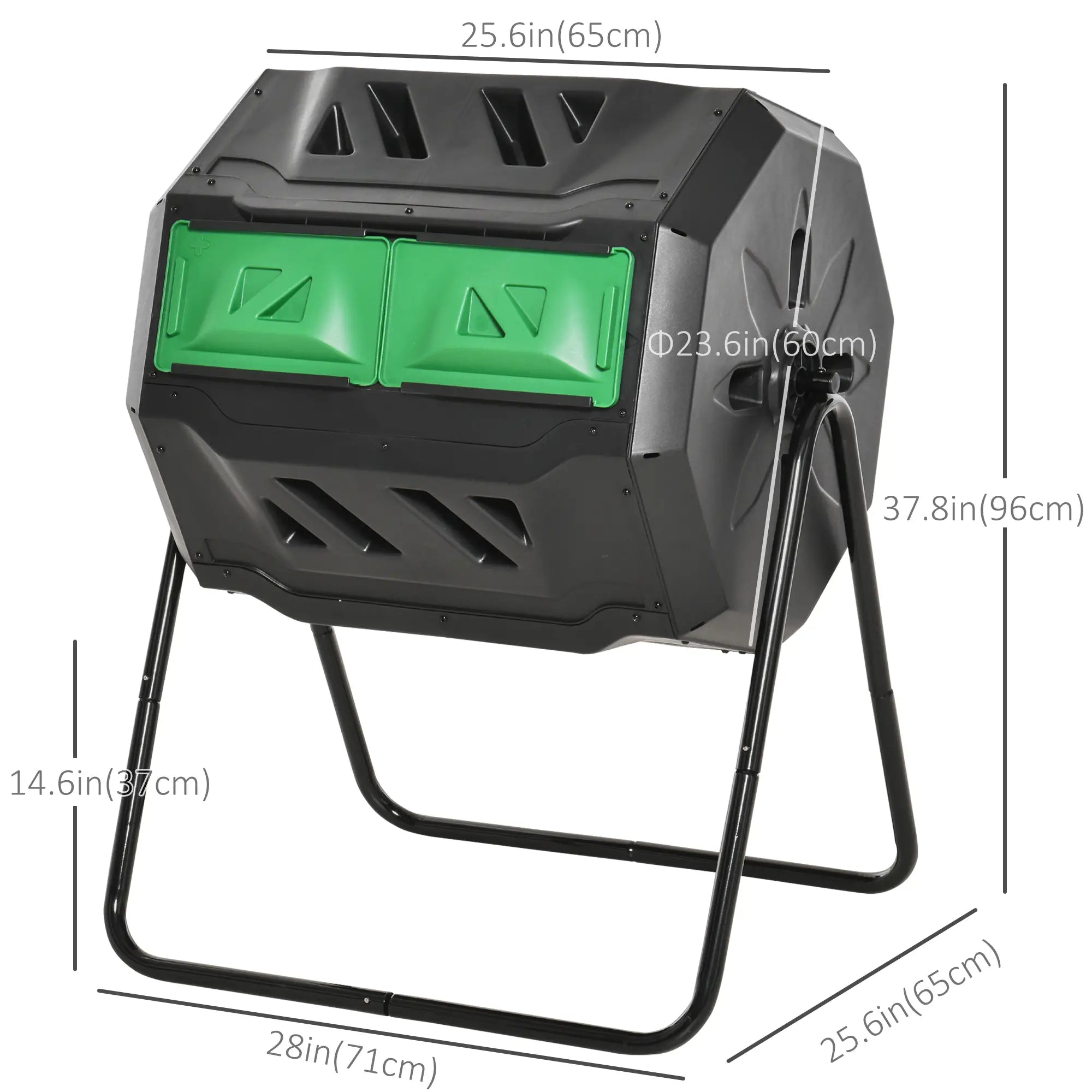Dual Chamber 360° Rotating Compost Bin, 43 Gallon, Green Outdoor Compost Bin at Gallery Canada