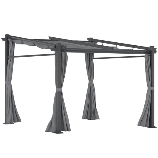 Metal Pergola, Sliding Roof Canopy, Retractable, 10' x 10', Dark Grey Pergolas Dark Grey at Gallery Canada