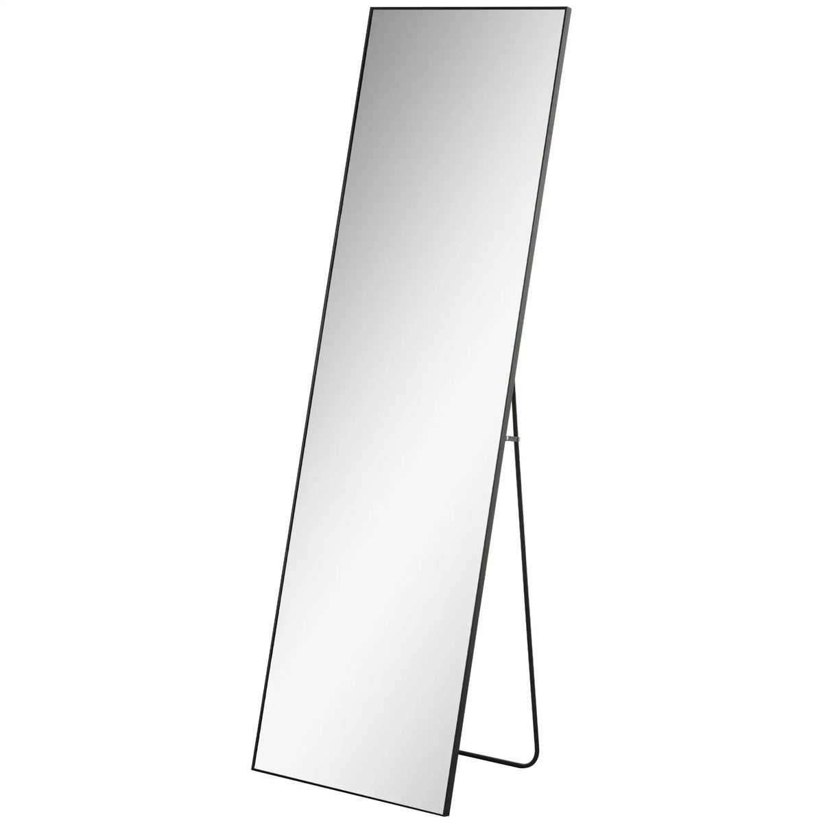 64"x20" Full Length Mirror, Tempered Glass, with Stand, Black Full Length Mirrors Black at Gallery Canada