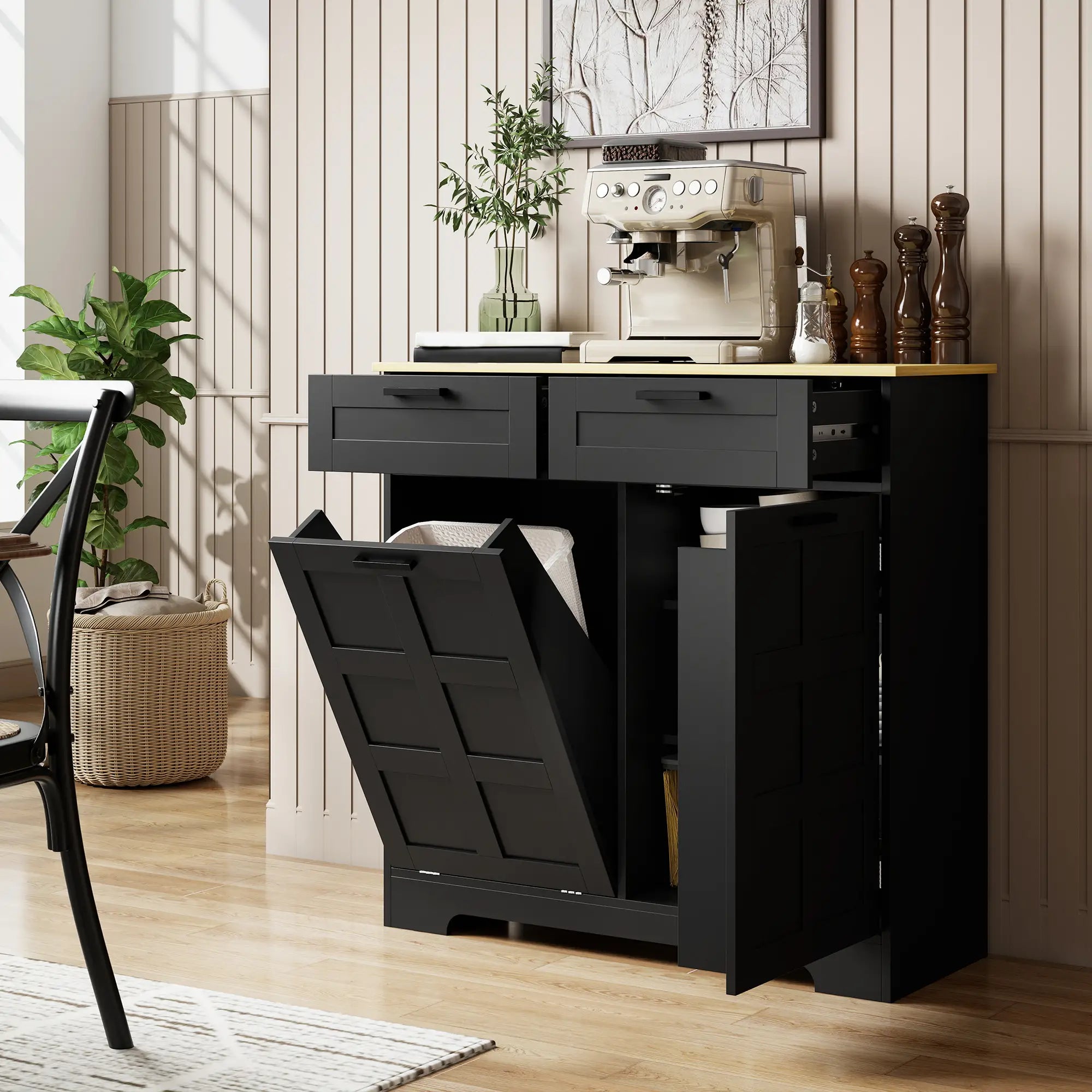 7 Gallon Tilt Out Garbage Cabinet, Kitchen Island, Black Bar Cabinets at Gallery Canada