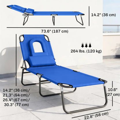 Folding Outdoor Lounge Chair, Portable, 4-Position Adjustable, Blue Lounger Chairs at Gallery Canada