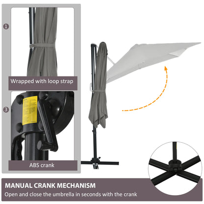 8' x 8' Square Patio Umbrella, 360° Rotation, Aluminum, Light Grey Cantilever Umbrellas at Gallery Canada
