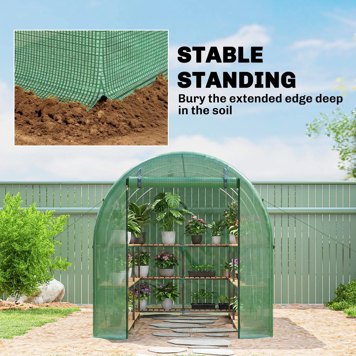 13' x 6' x 6' Walk-In Greenhouse, PE Cover, Green Walk In Greenhouses at Gallery Canada