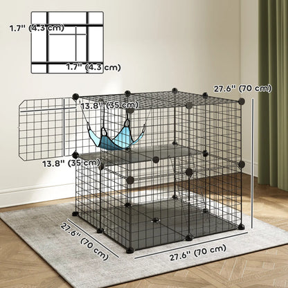 2 Tier Cat Cage, DIY Pet Playpen With 2 Doors, Ladder, Hammock, Perch, Black Outdoor Cat Enclosures at Gallery Canada