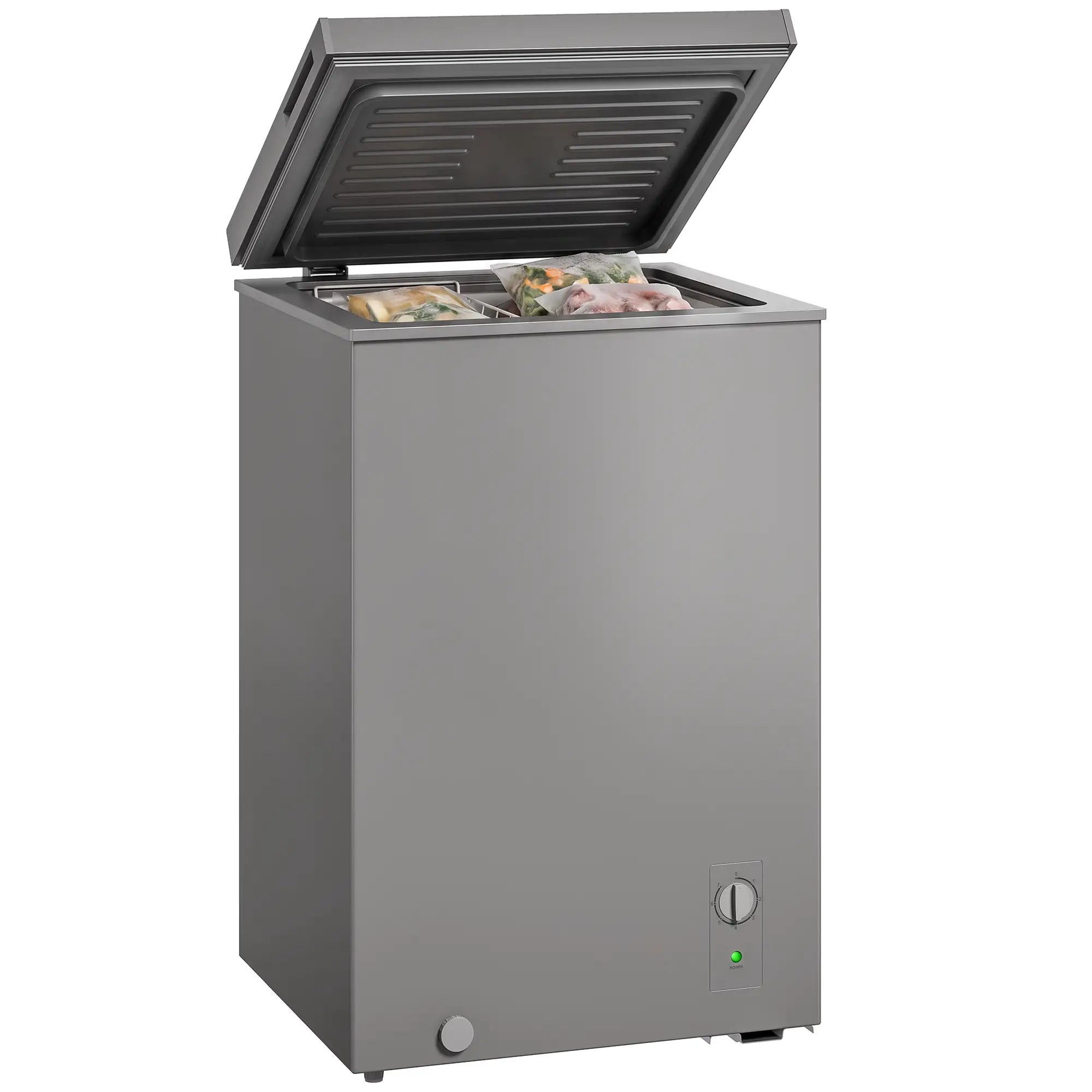 3.5 Cu.Ft Chest Freezer, 7-Setting Thermostat, Wire Basket, Grey Small Kitchen Appliances at Gallery Canada