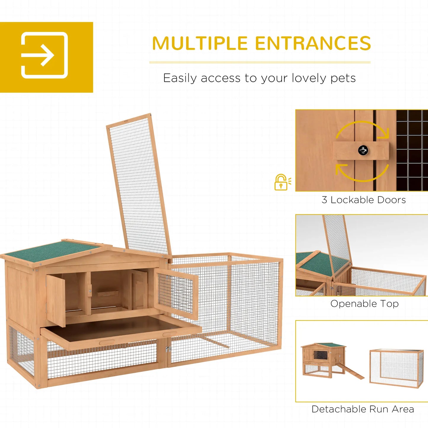 Wooden Rabbit Hutch, Bunny House Chicken Coop with Run Rabbit Hutch at Gallery Canada