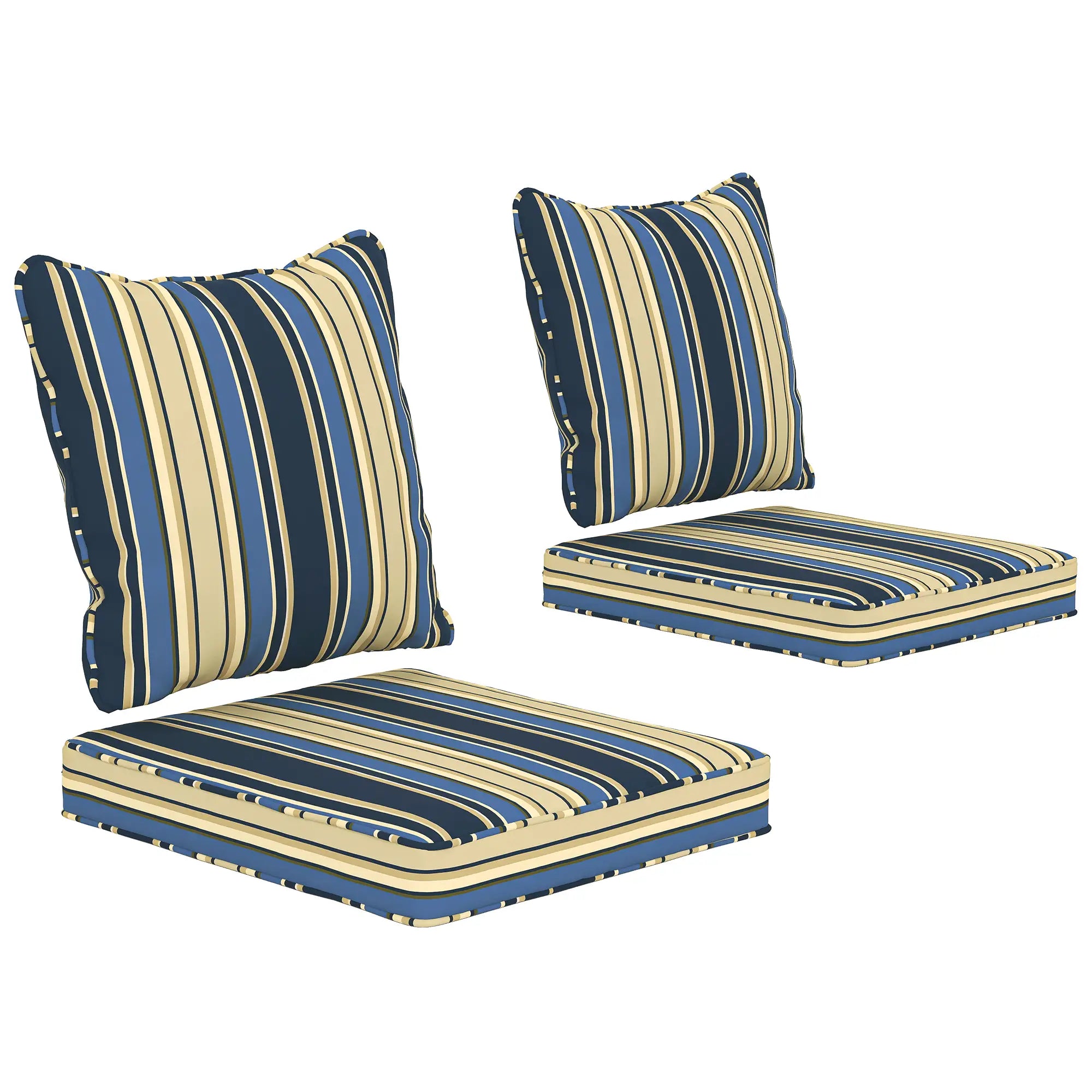 Seat Cushion Back Pillows Set of 2, Patio Chair Cushions, Indoor Outdoor, Blue Patio Chair Cushions at Gallery Canada