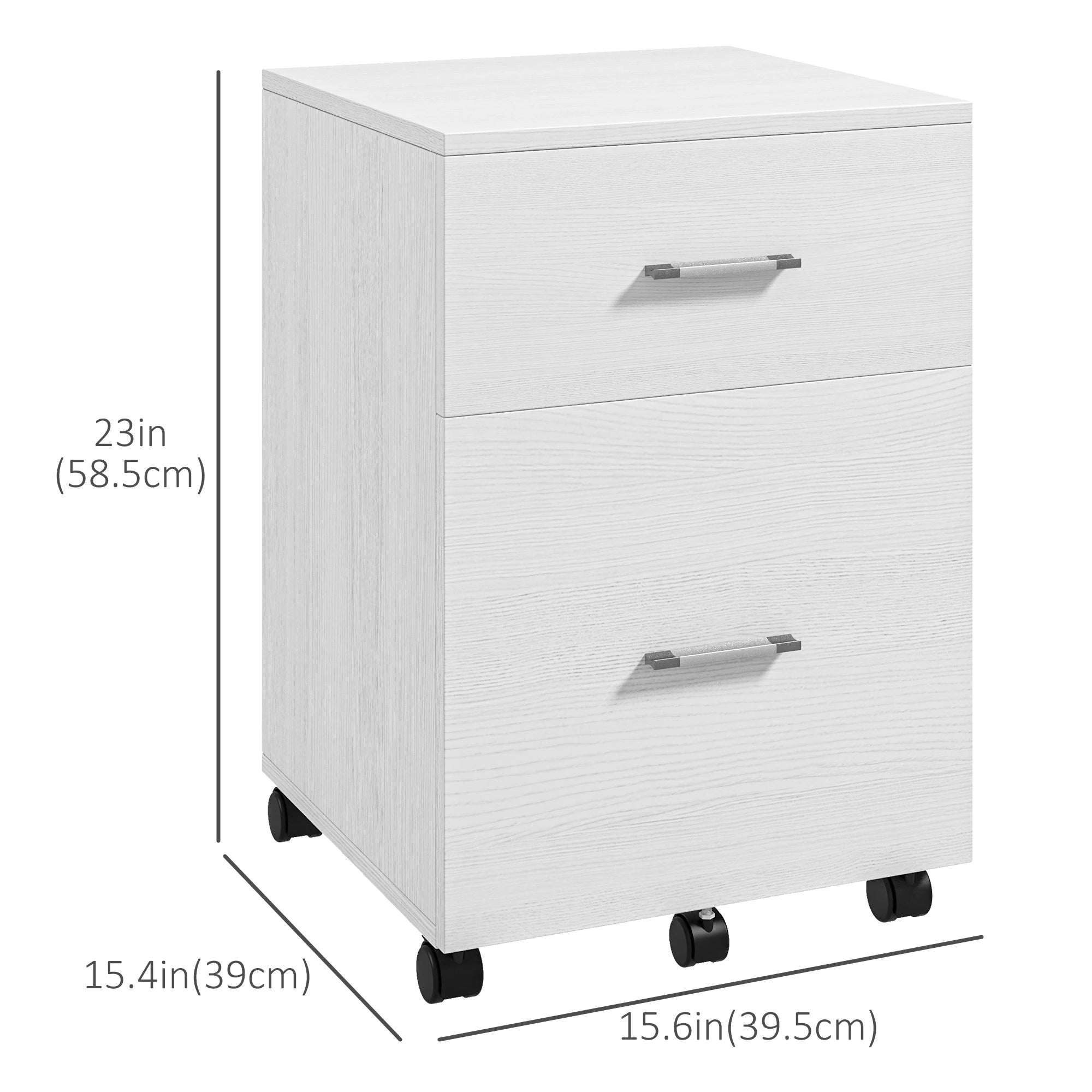Mobile Vertical File Cabinet, 2 Drawers with Wheels, Letter or A4 Size, White Office Cabinets & Cupboards at Gallery Canada