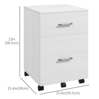 Mobile Vertical File Cabinet, 2 Drawers with Wheels, Letter or A4 Size, White Office Cabinets & Cupboards at Gallery Canada