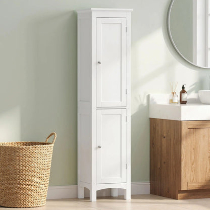 Tall Bathroom Cabinet, Freestanding Storage Organizer, 15" x 13" x 63", White Bathroom Cabinets at Gallery Canada