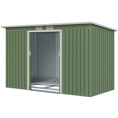 9' x 4' Metal Garden Storage Shed, with Foundation Kit, Light Green