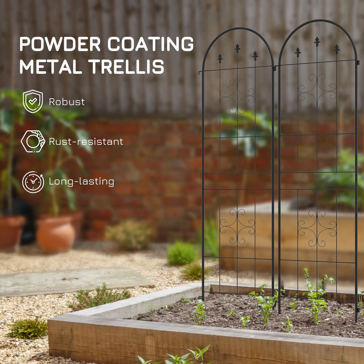 Metal Trellis Set of 2, Garden Support Frames, Arrow Design Plant Stands at Gallery Canada