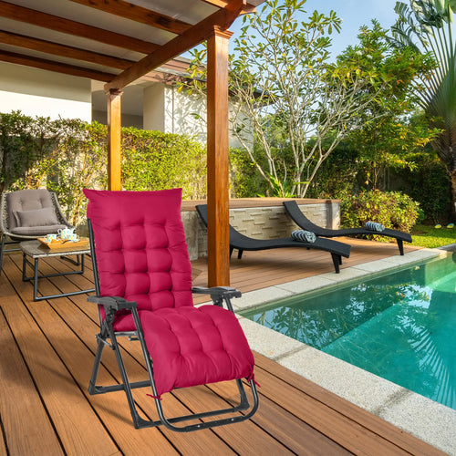 Zero Gravity Reclining Chair, Adjustable Backrest, Folding Sun Lounger, Removable Cushion, Headrest, Wine Red