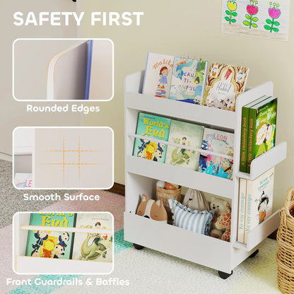Kids Bookshelf with Wheels, Blackboard, 3-8 Years Bookshelves & Bookcases at Gallery Canada