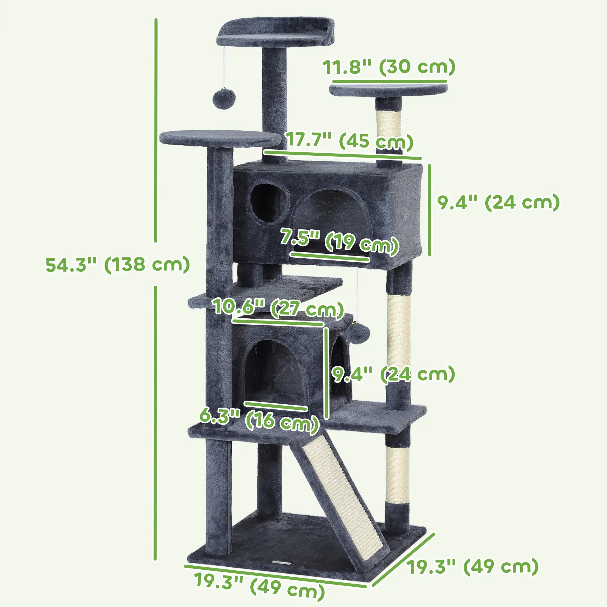 54 Cat Tree, Multi-Level Tower with Scratching Posts, Condos, Dark Grey Cat Towers at Gallery Canada