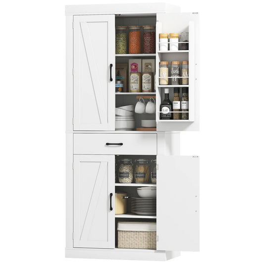 72 Inch Kitchen Pantry Cabinet, Farmhouse Storage, White Kitchen Pantry Cabinets White at Gallery Canada