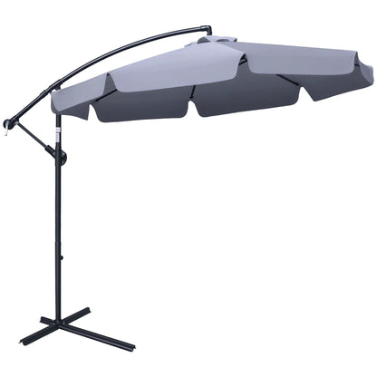 9FT Offset Hanging Patio Umbrella, Easy Tilt, Cross Base, 8 Ribs, Dark Grey Cantilever Umbrellas Dark Grey at Gallery Canada