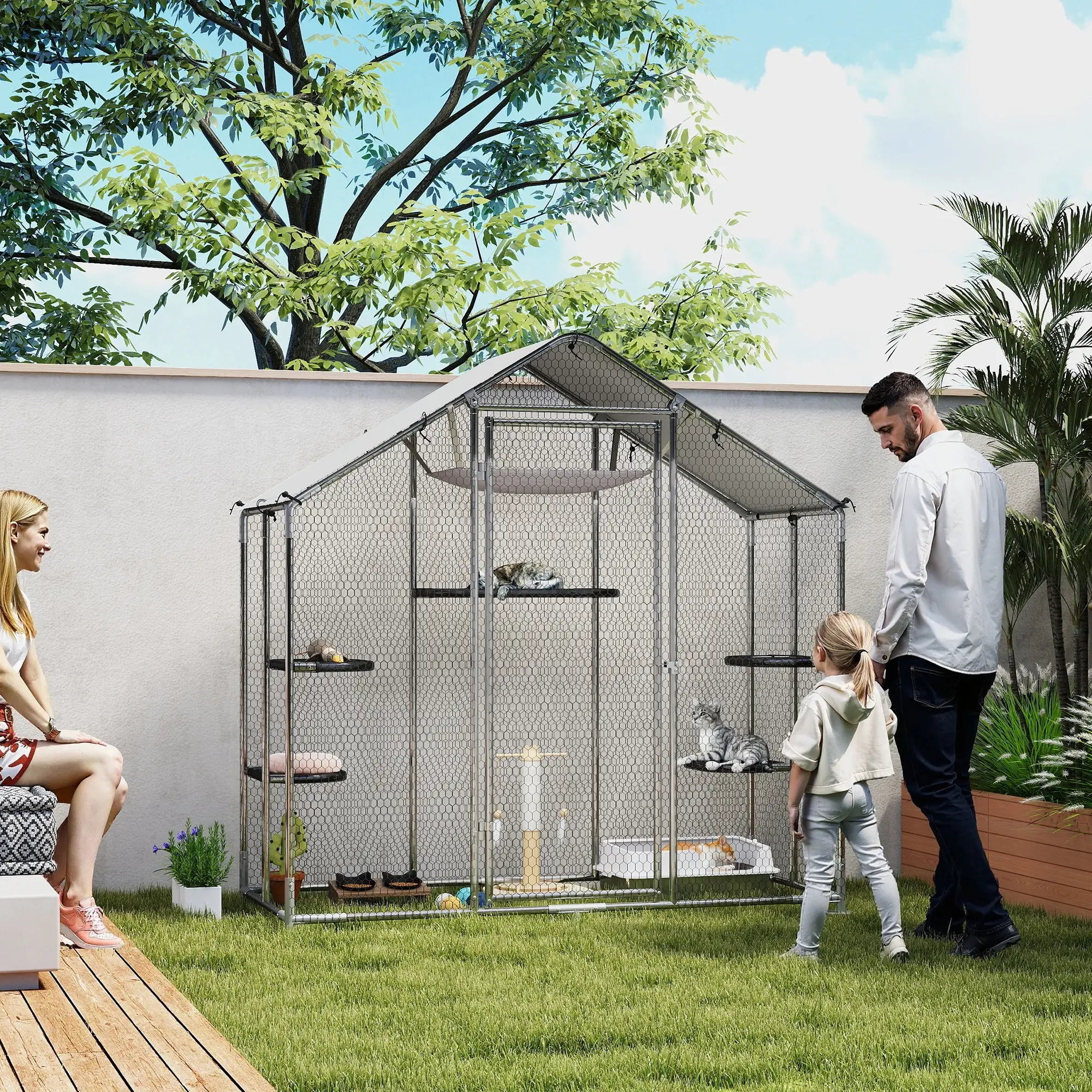 Large Cat Enclosure, Waterproof Cover, 5 Platforms, Hammock Outdoor Cat Enclosures at Gallery Canada