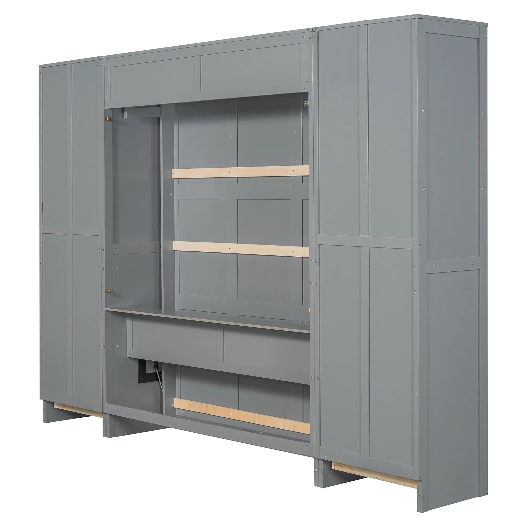 Murphy Bed with Closet, Drawers, Shelves, 120
