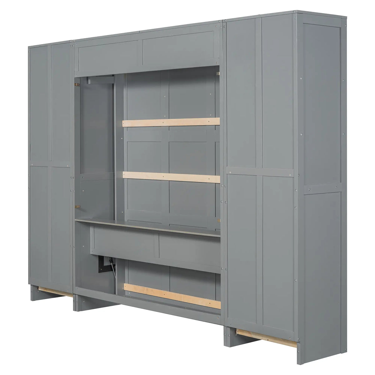 Murphy Bed with Closet, Drawers, Shelves, 120" L x 20" W x 88.5" H, Grey Bed Frames at Gallery Canada